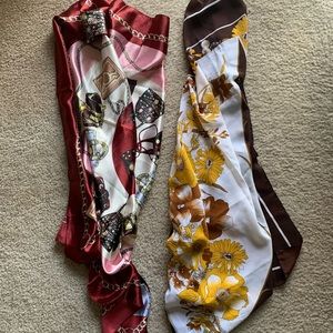 Two beautiful Chinese floral/design silk scarves